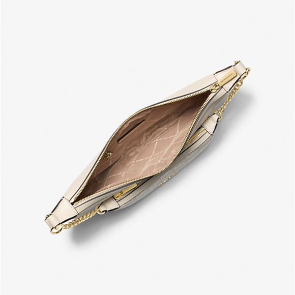 MICHAEL KORS Hollis 2-in-1 Pebbled Leather and Logo Jacquard Shoulder Bag NWT - Picture 2 of 8